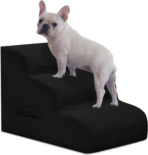 3-Step Non-Slip Dog Stairs for Small Dogs & Cats – Black 35cm H