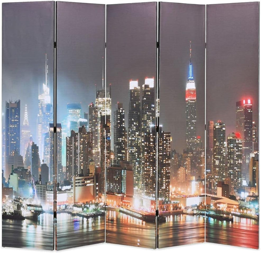 New York City Night Folding Room Divider 200x170cm Modern Privacy Screen