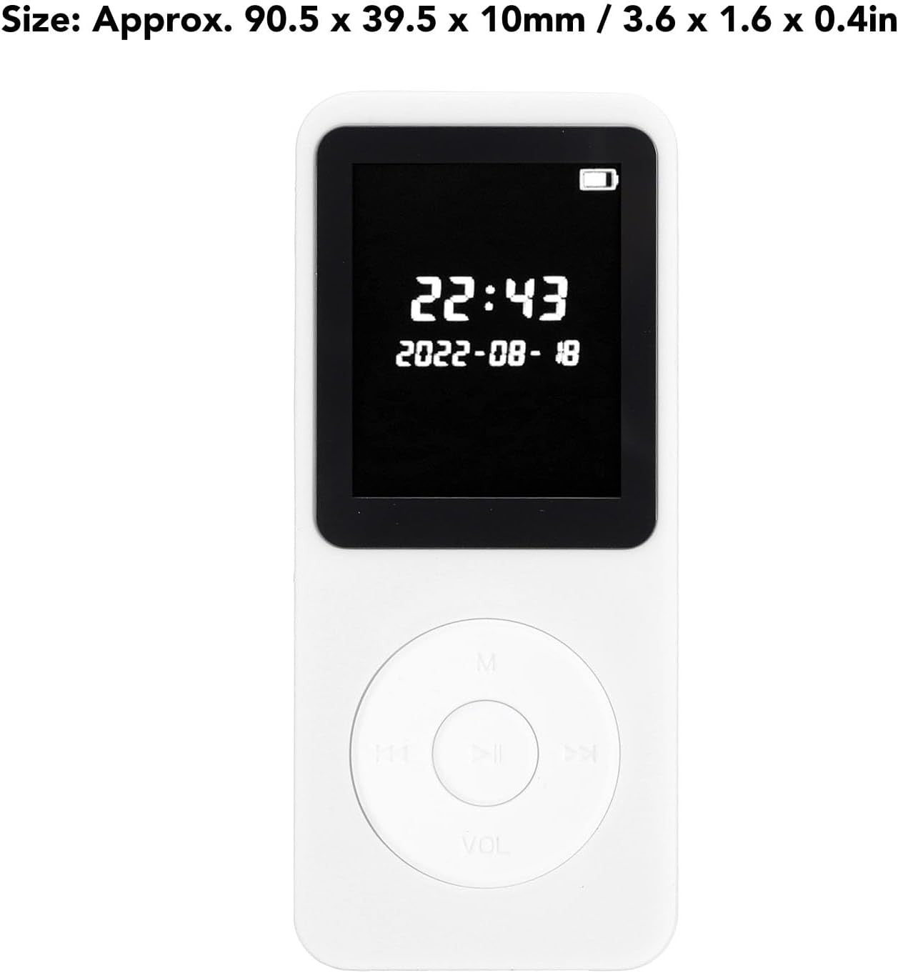 Bluetooth 5.0 MP3 Player 1.77" LCD Screen FM Speaker 16GB White