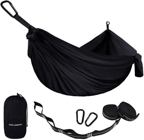 Ultra-Light Camping Hammock 500lb Capacity w Tree Straps Black