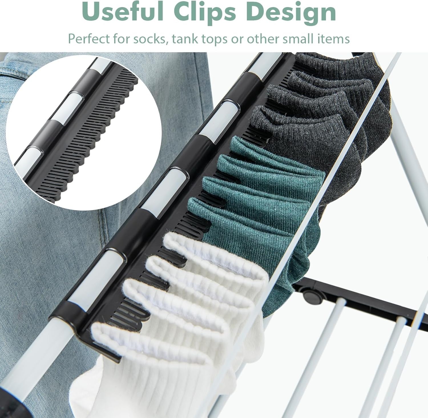 Foldable Clothes Drying Rack 2 Tier Freestanding Airer 33 Rails Adjustable