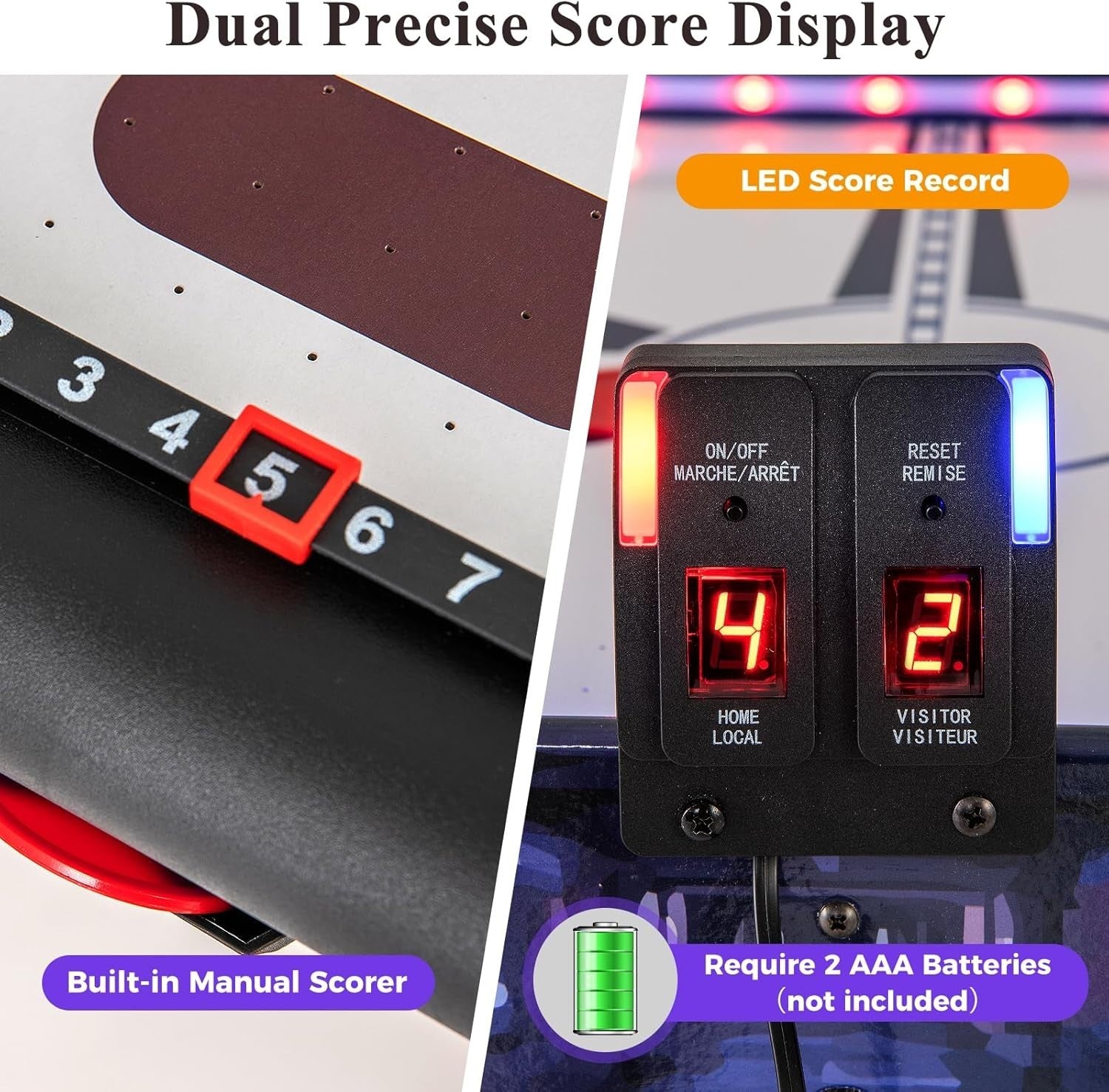 54 Inch Air Hockey Table LED Light Up 12V Motor Arcade Game Indoor