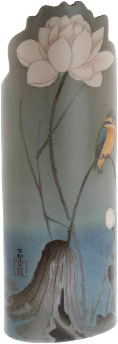 Art Nouveau Kingfisher Lotus Vase Tall Multicolour Ceramic Flower Vase