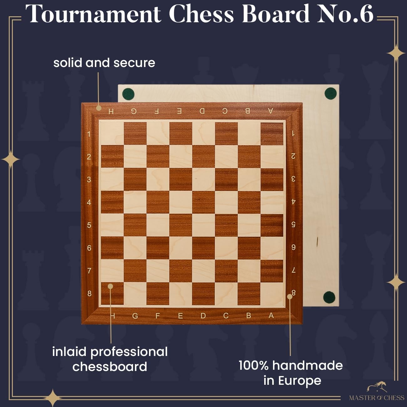 Luxury 54cm Wooden Chess Board XXL | Tournament Sycamore Mahogany Inlaid Board