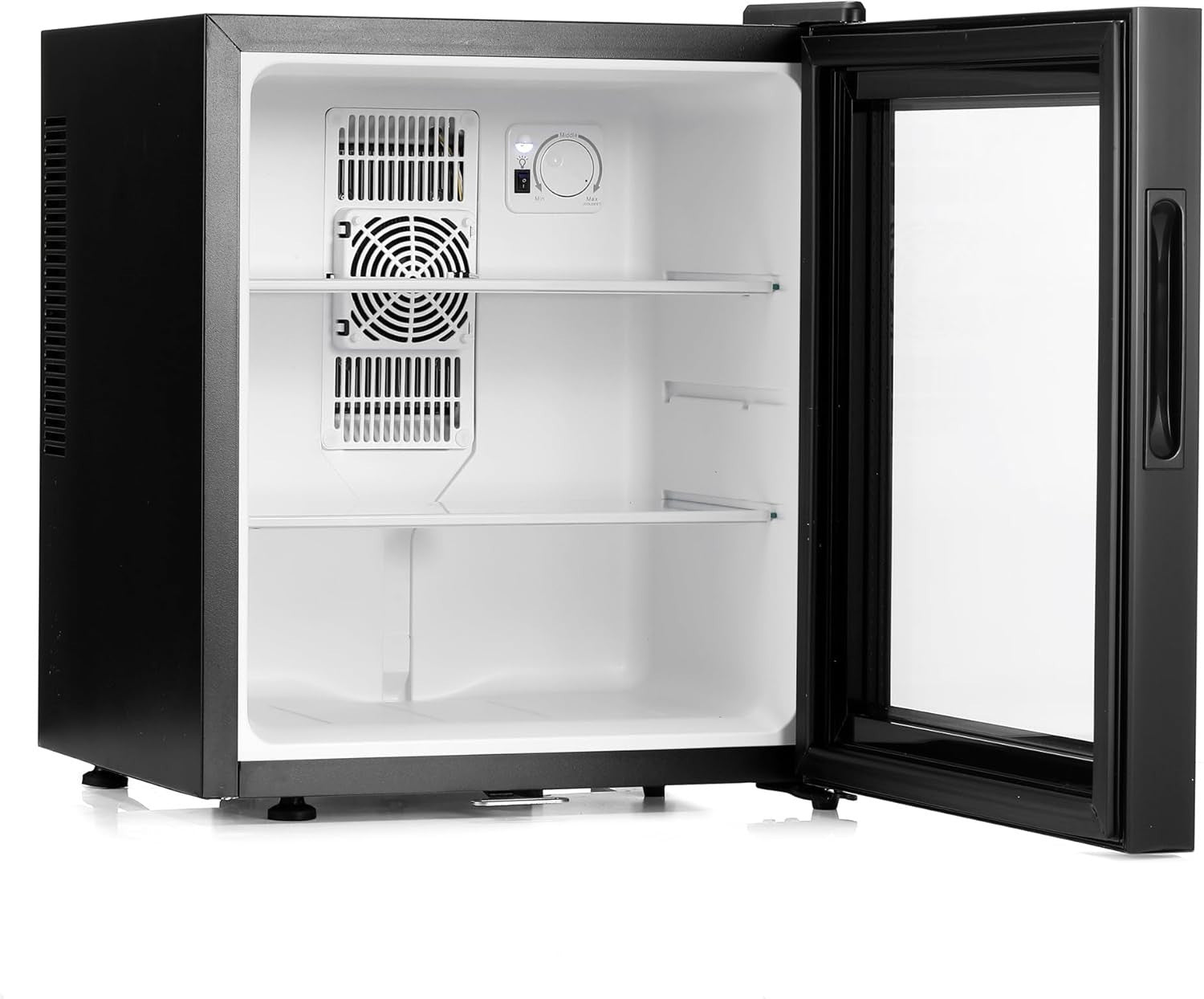 Mini Fridge 30L Compact Table Top Frost-Free LED Glass Door Black