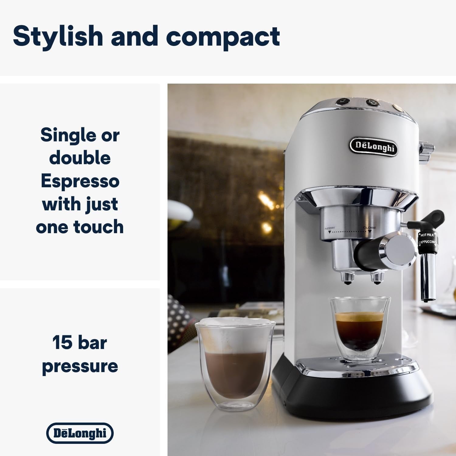 Compact Barista Espresso Machine | 1350W | Frothing Wand | 1L Tank