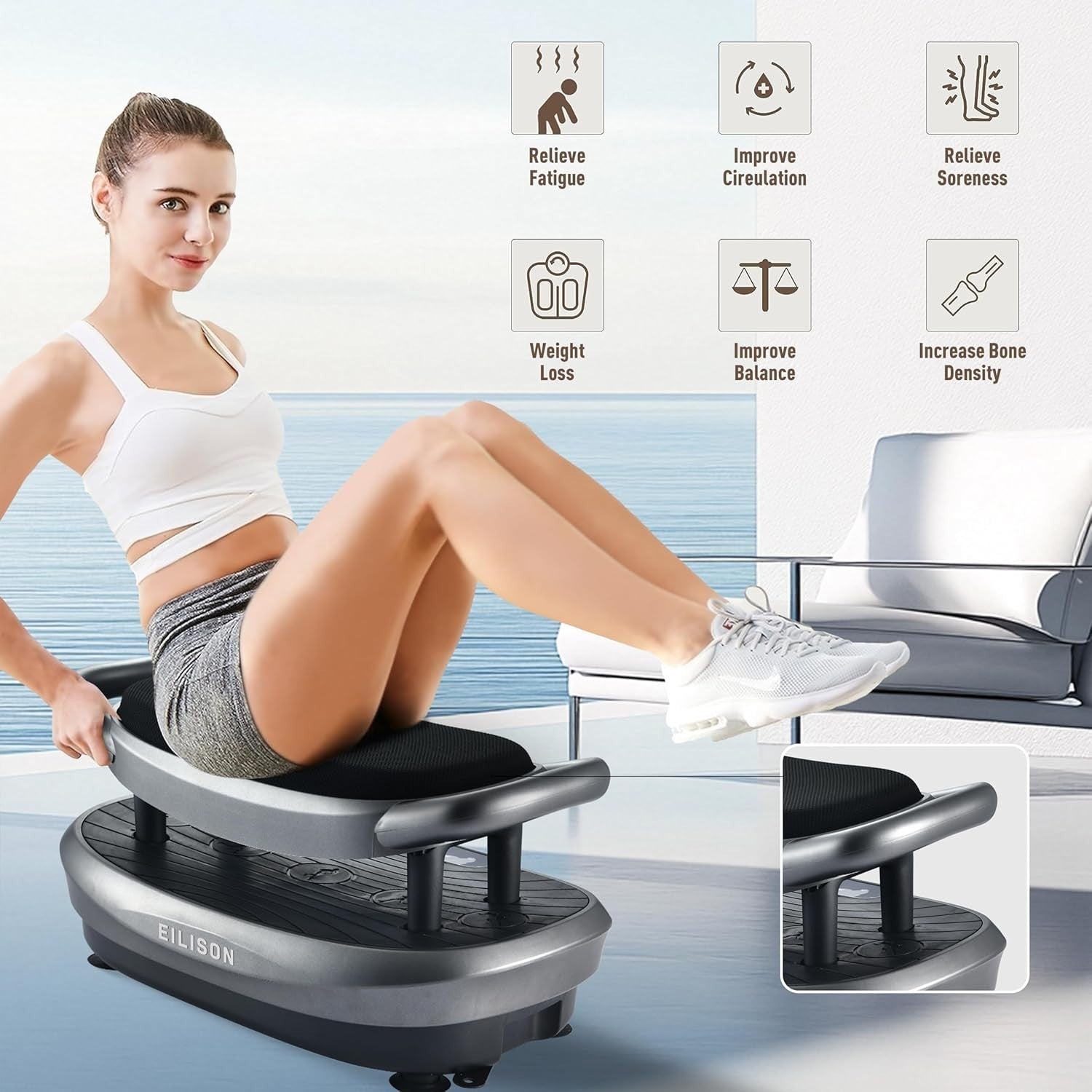 3D Vibration Plate Exercise Machine with Seat Weight Loss Recovery 158kg
