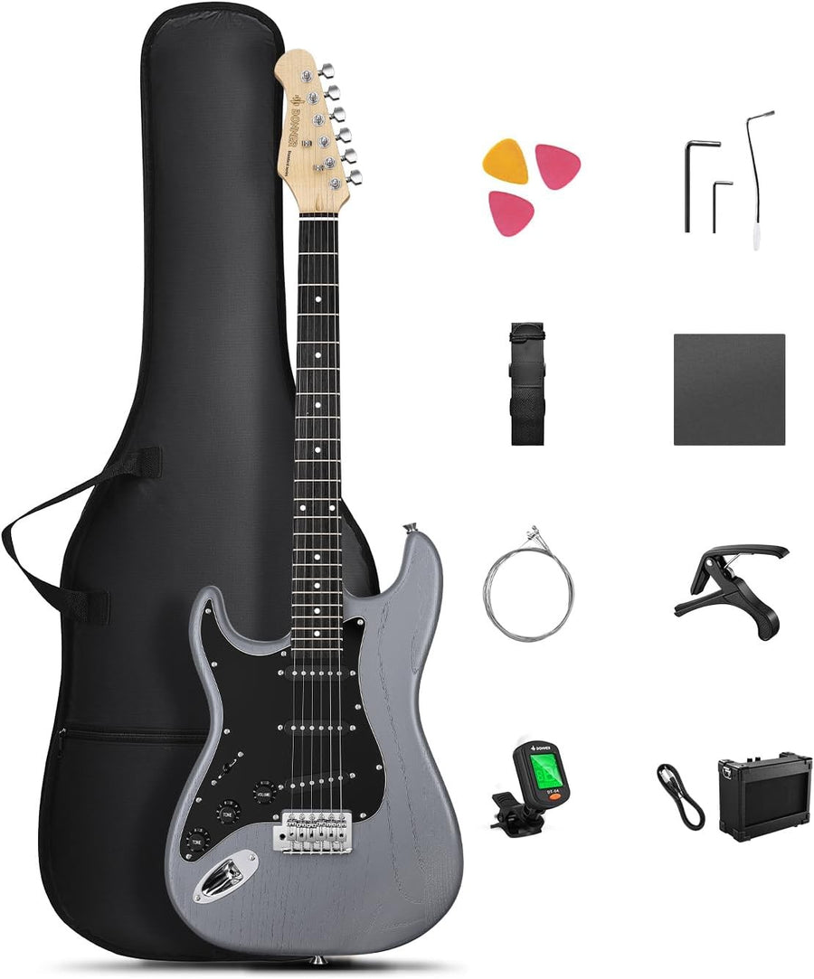 Left Handed Electric Guitar 39" Beginner Kit w/ Amp SSS Black