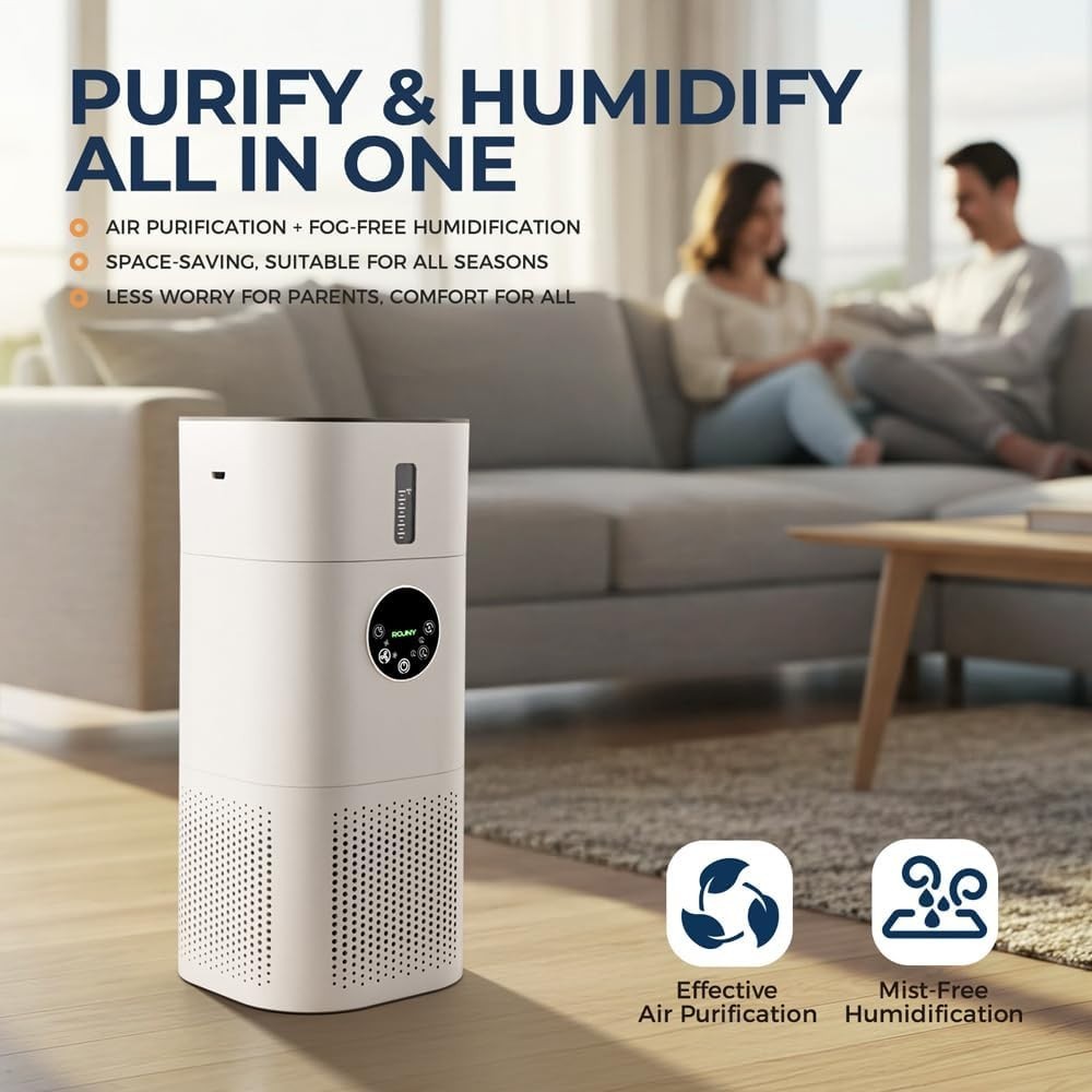 2 in 1 Air Purifier Humidifier H13 HEPA Quiet 25dB Bedroom