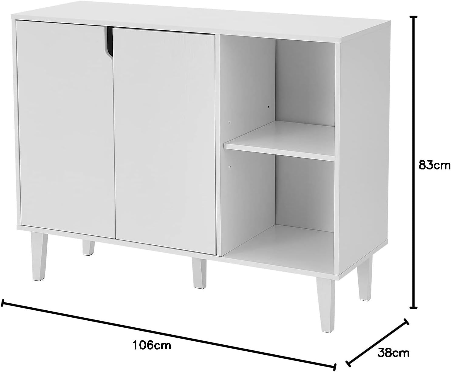 White Sideboard Buffet Cabinet with Doors & Shelves – Modern Storage Unit
