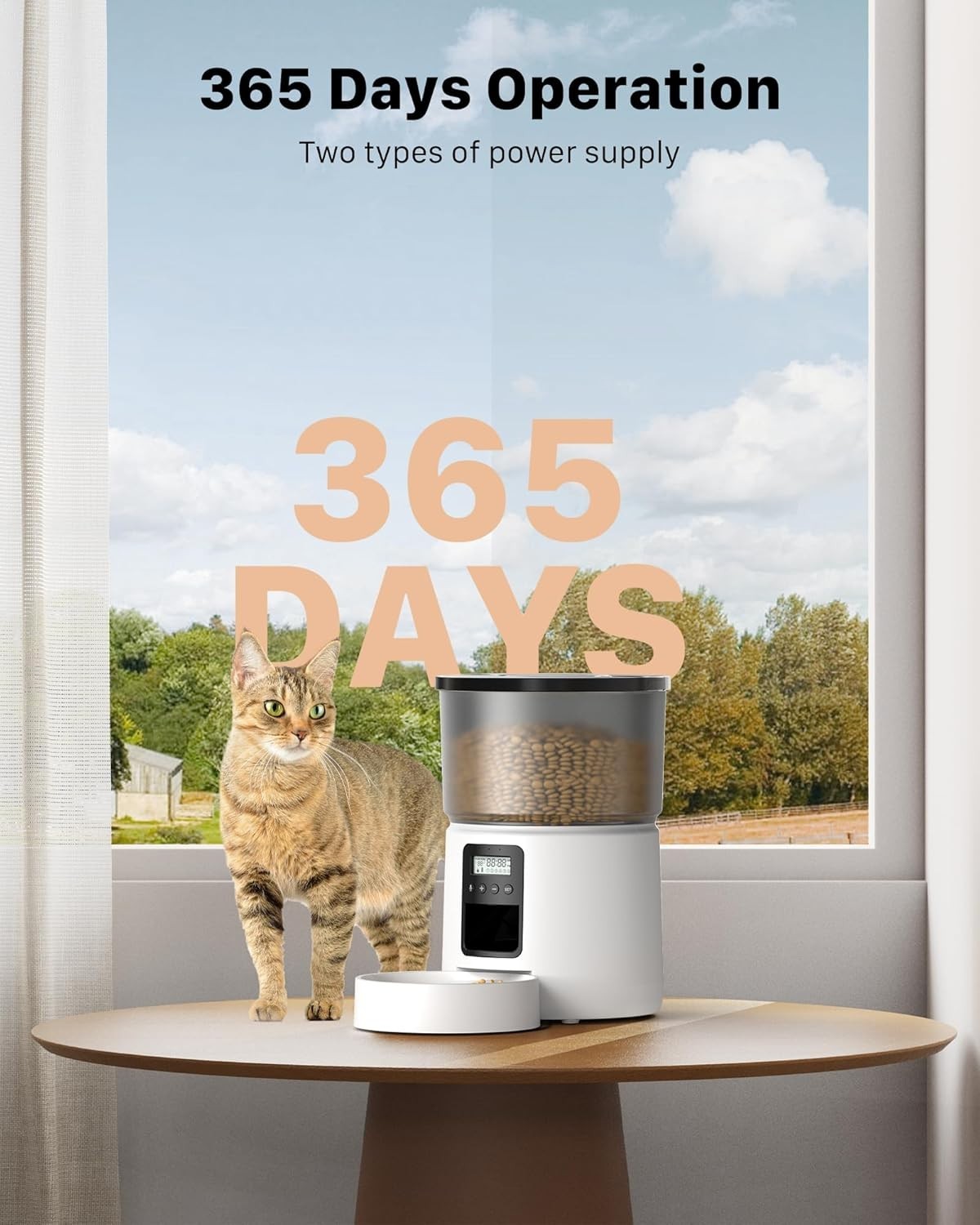 Automatic Cat Feeder 3L Timer Food Dispenser 6 Meal Voice Recorder White
