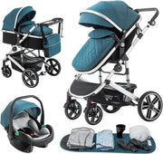 3 in 1 Baby Pram Travel System Compact Folding Stroller Newborn to 4 Years