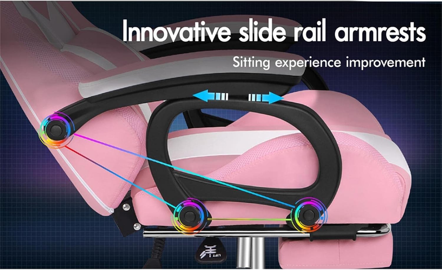 RGB LED Massage Gaming Chair Recliner w Footrest 150° Pink