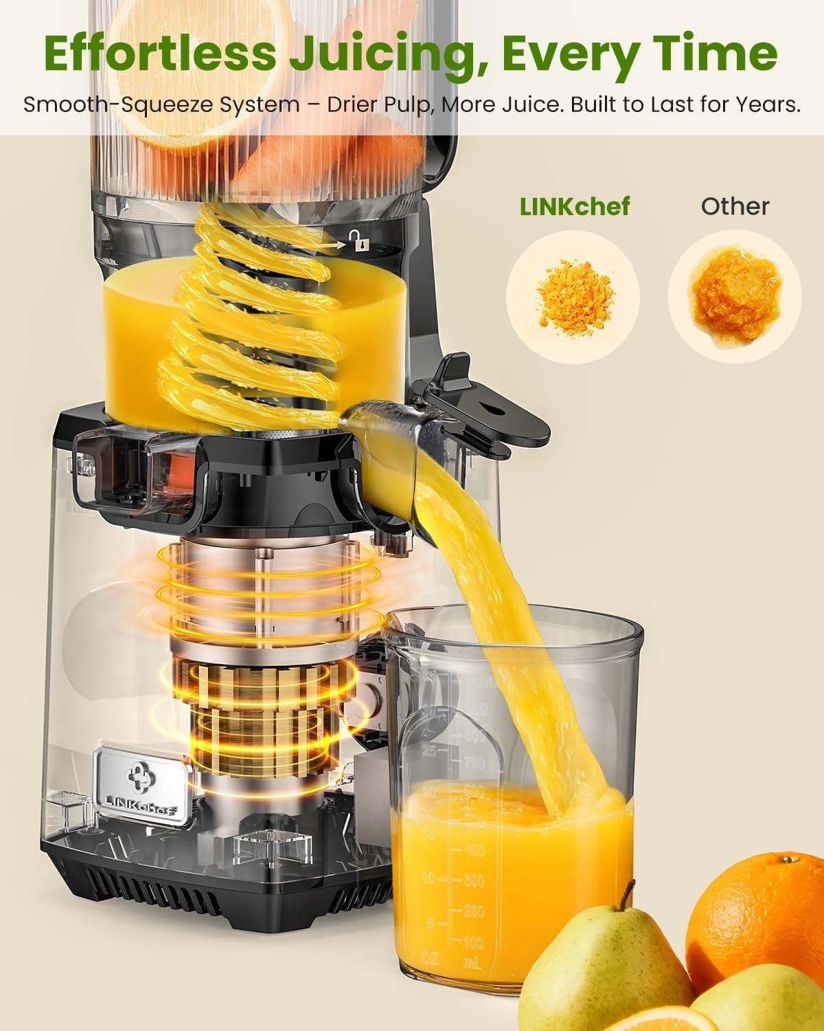 Cold Press Juicer 130mm Wide Chute Whole Fruit 1.8L 250W Slow BPA Free
