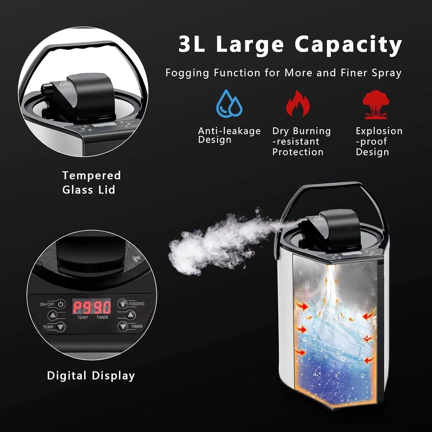Portable Full Body Steam Sauna Tent – 3L Steamer, Chair, Remote, Grey