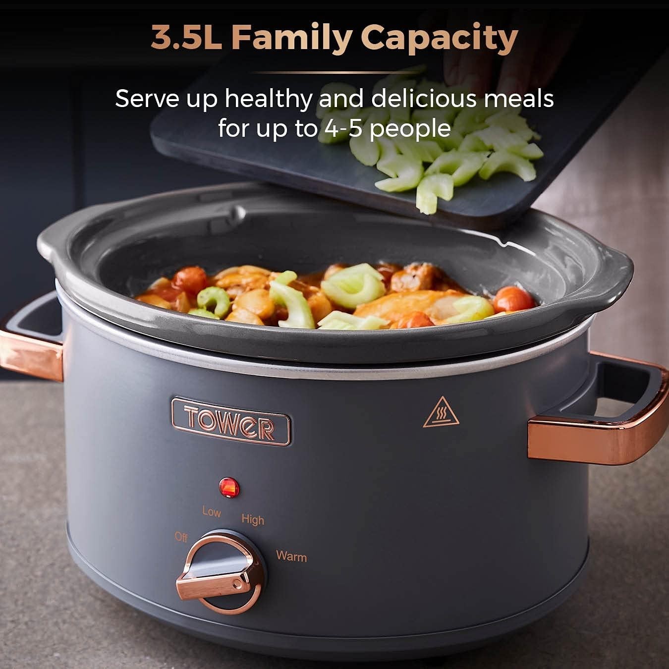 Family Size 3.5L Slow Cooker with Removable Pot & 3 Heat Controls