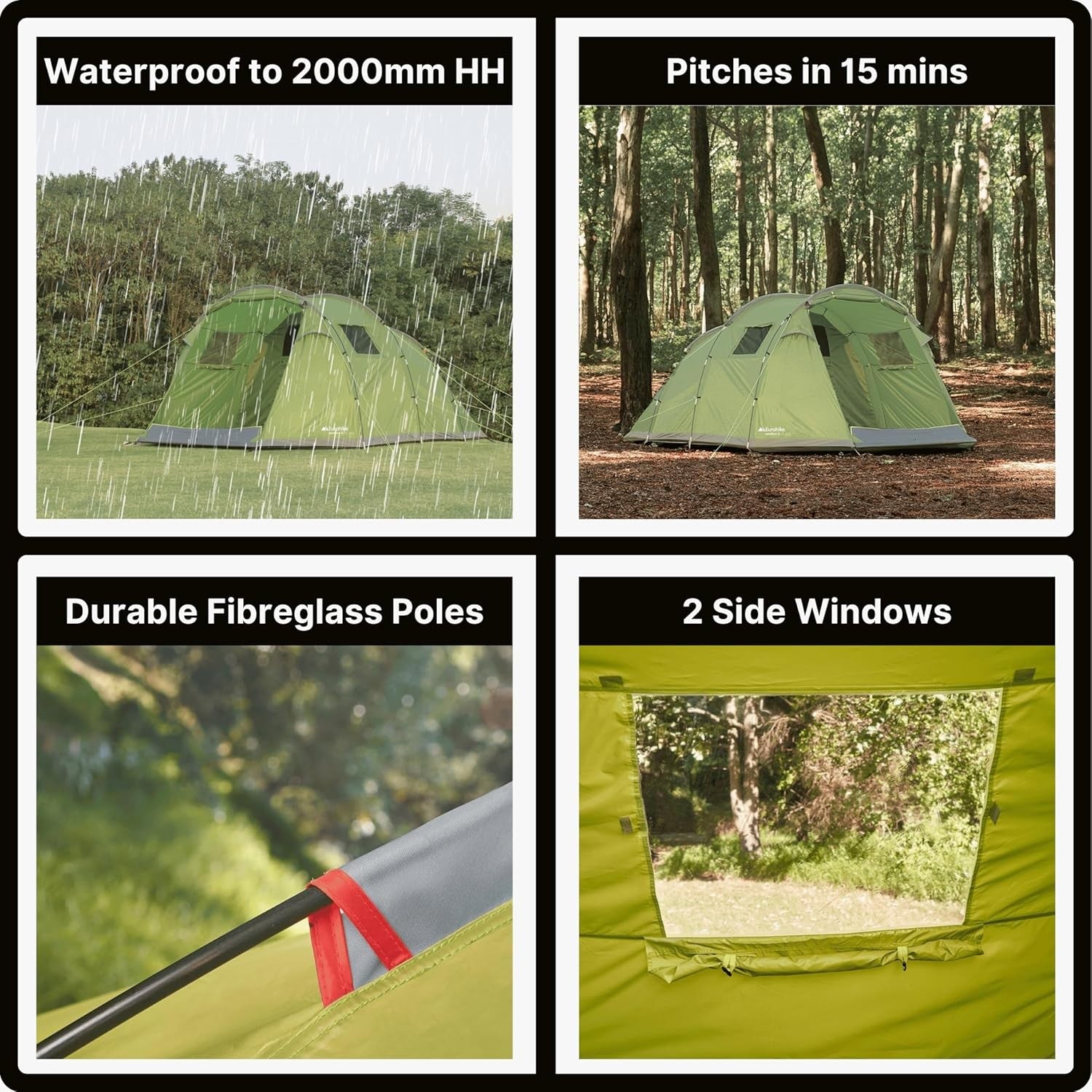 6 Man Family Camping Tent Tunnel Waterproof Porch Groundsheet