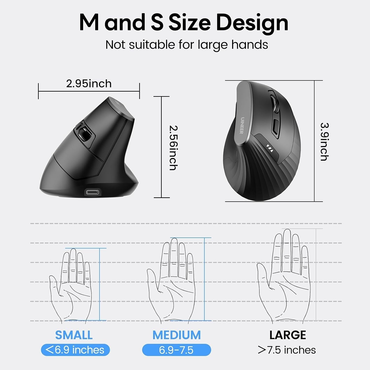 Ergonomic Vertical Wireless Mouse Rechargeable Bluetooth 5 Button