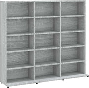 Grey CD DVD Storage Cabinet Media Organizer Shelf Unit 100cm Bookcase