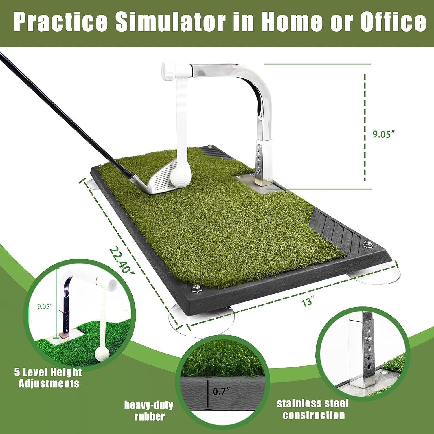 Golf Swing Trainer Mat with Arm Guide Practice Platform