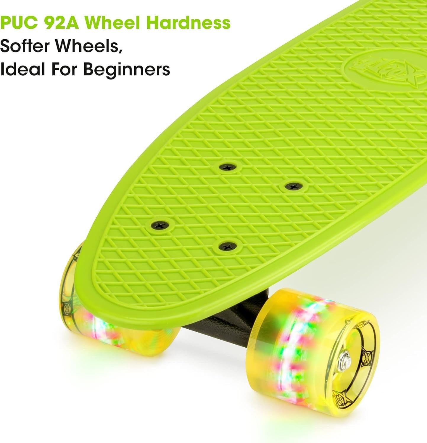 22in Retro Mini Cruiser Skateboard LED Wheels Kids Beginner Board Green