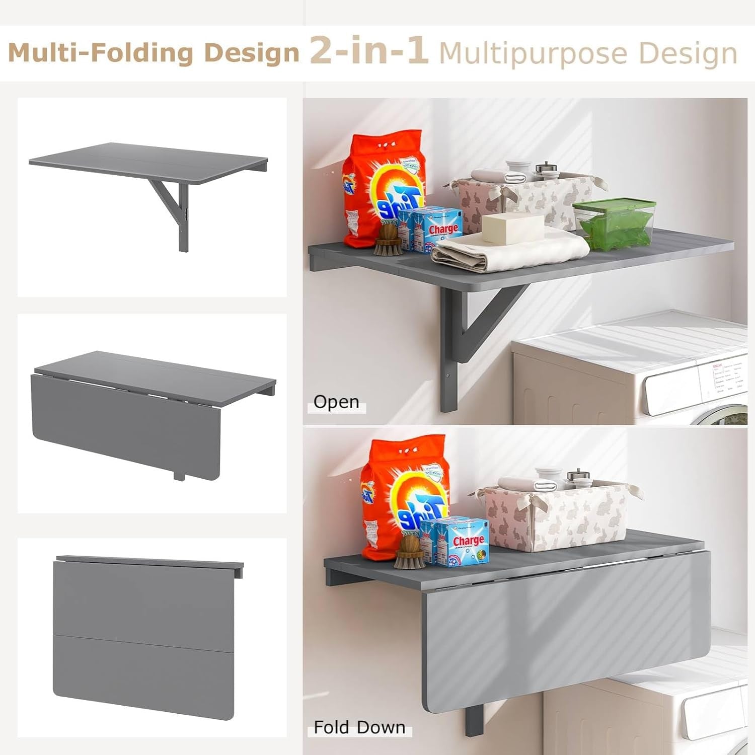 Wall Mounted Folding Desk Drop Leaf Laptop Table Space Saving Home Office