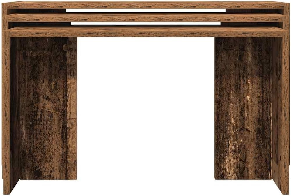 Modern Nesting End Side Tables Set of 2 Rectangular Walnut Wood Stackable Old Wo