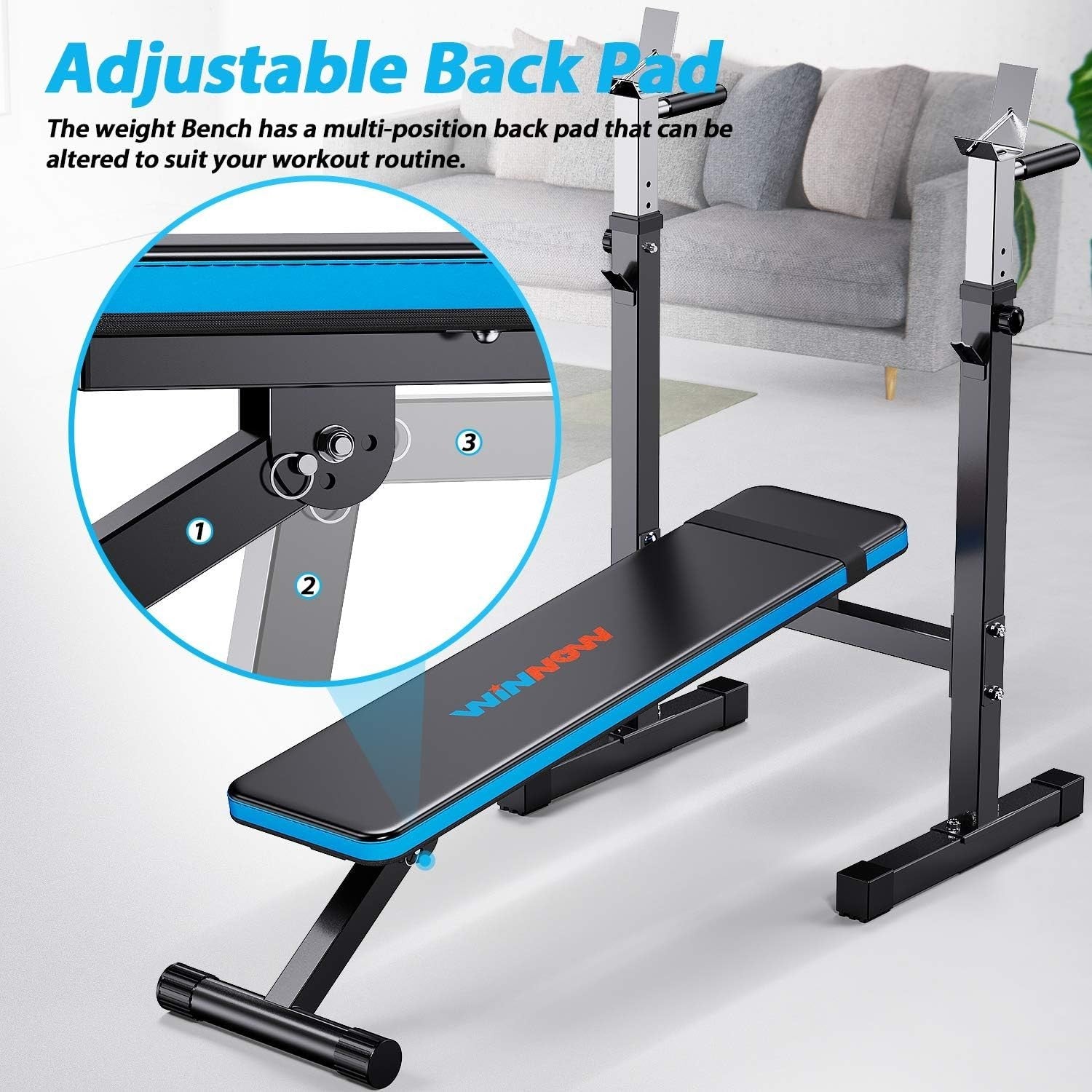 Foldable Adjustable Weight Bench with Dip Station Multiuse Home Gym
