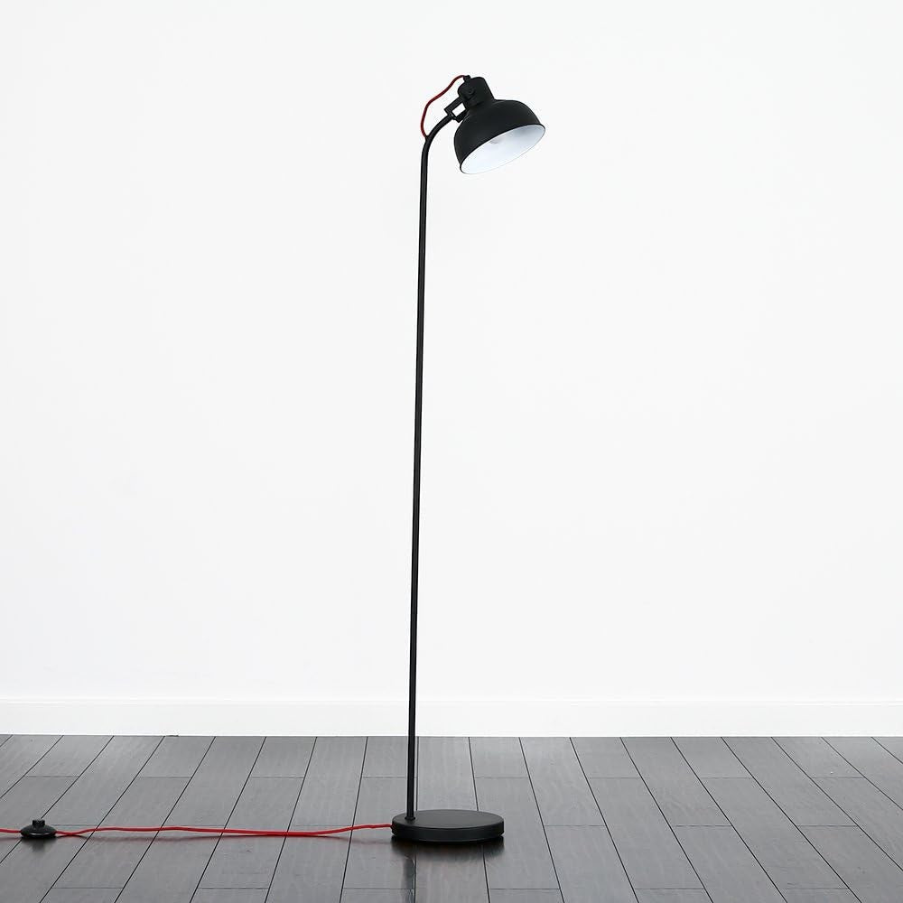 Retro Black Floor Lamp Curved Metal Reading Light E14 Standing Lamp