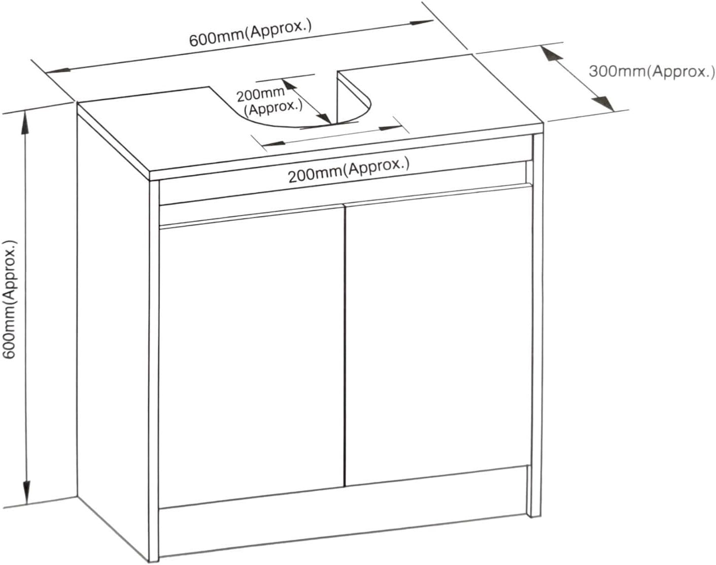 Modern White Under Sink Cabinet Bathroom Storage Unit – 2 Door High Gloss