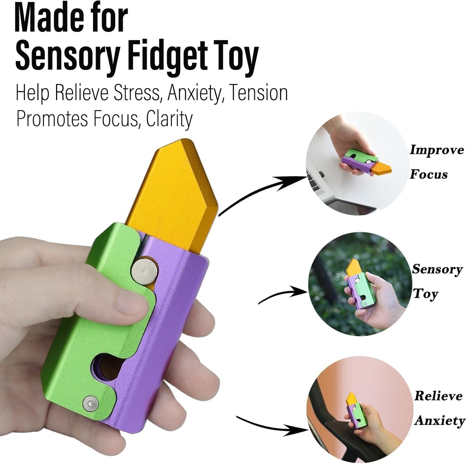 Carrot Gravity Knife Fidget Slider Metal Clicker Inertia EDC