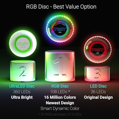 TOSY Blue LED Flying Disc | Rechargeable Smart Toy, Waterproof, 36 LEDs