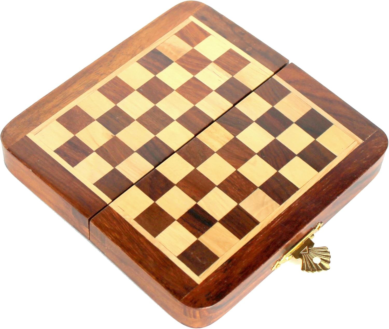 Mini Magnetic Wooden Chess Set 18×18cm Foldable Travel Board With Storage