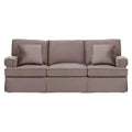 3 Seater Mink Velvet Sofa w/ Key Arms & Wooden Base for Living Room