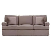 3 Seater Mink Velvet Sofa w/ Key Arms & Wooden Base for Living Room