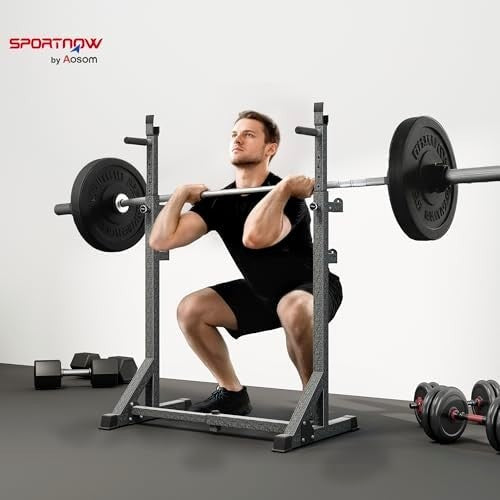 Adjustable Squat Rack & Dip Station Heavy Duty Barbell Rack Home Gym