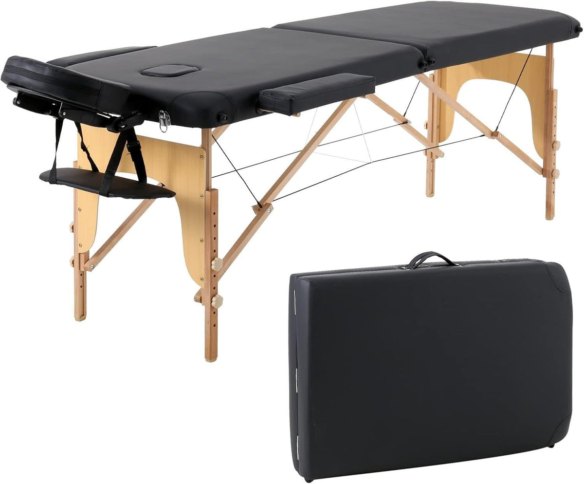2 Section Portable Massage Table Folding Adjustable Therapy Beauty Bed