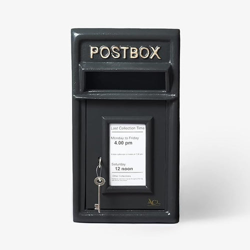 Lockable Cast Iron Mailbox Black | Heavy Duty Wall Mount Post Box | Weatherproof