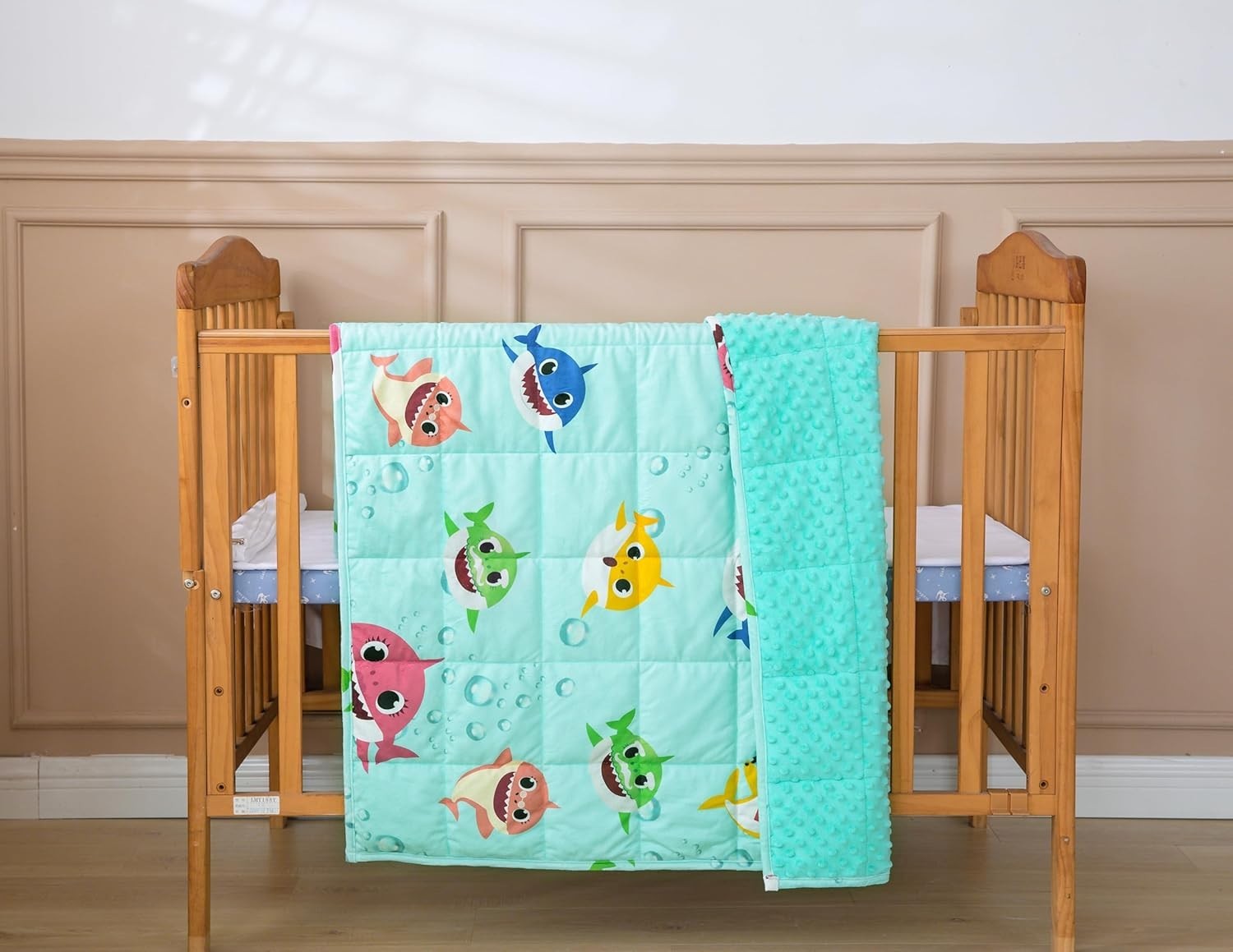 Kids Weighted Blanket Blue Shark 2.3kg 90x120cm Crystal Velvet Cozy