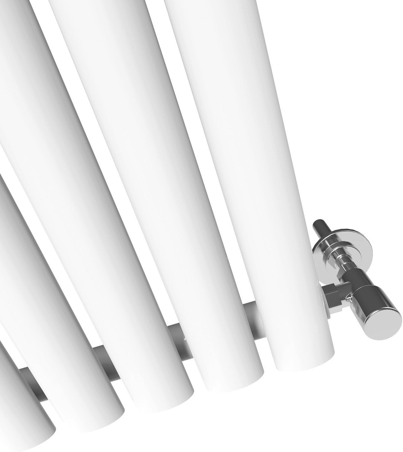 1600x480mm White Vertical Single Panel Oval Column Radiator Heater
