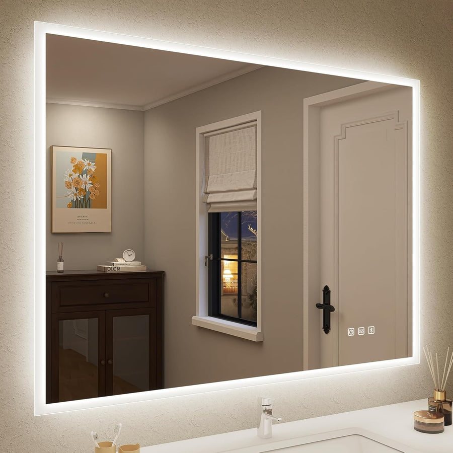 LED Bathroom Wall Mirror 60x80 cm Bluetooth, Dimmable, Anti-Fog, Memory