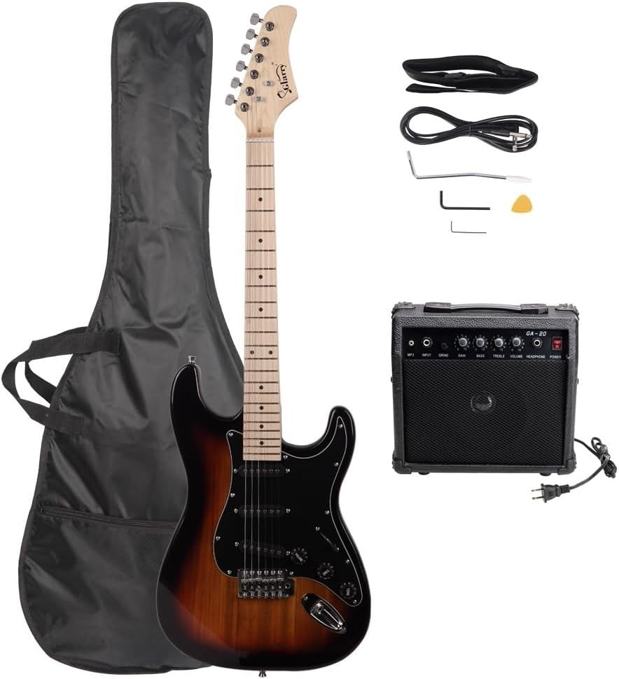 Full Size Electric Guitar Starter Kit with 20W Amp Sunburst