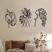 3Pcs Metal Wall Art Abstract Woman Line Drawing Decor