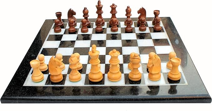 Luxury 20" Green Marble Chess Set – Large Inlaid Board + Brass & Wood Pieces