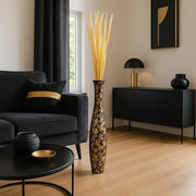 Large Gold Black Floor Vase 85cm Tall Wooden Decor for Pampas Grass