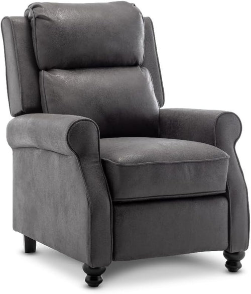Recliner Armchair Faux Leather Grey Chair High Back Support Elderly