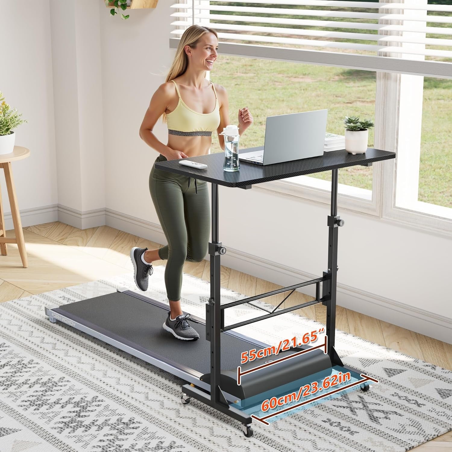 Height Adjustable Standing Desk on Wheels Small Laptop Workstation Black