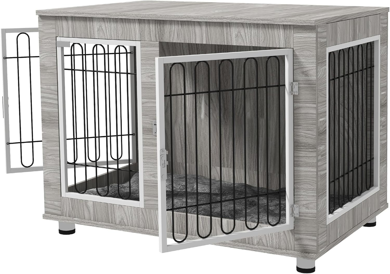 XL Indoor Dog Crate Furniture with Cushion | Large Dog Kennel & Side Table, 106c
