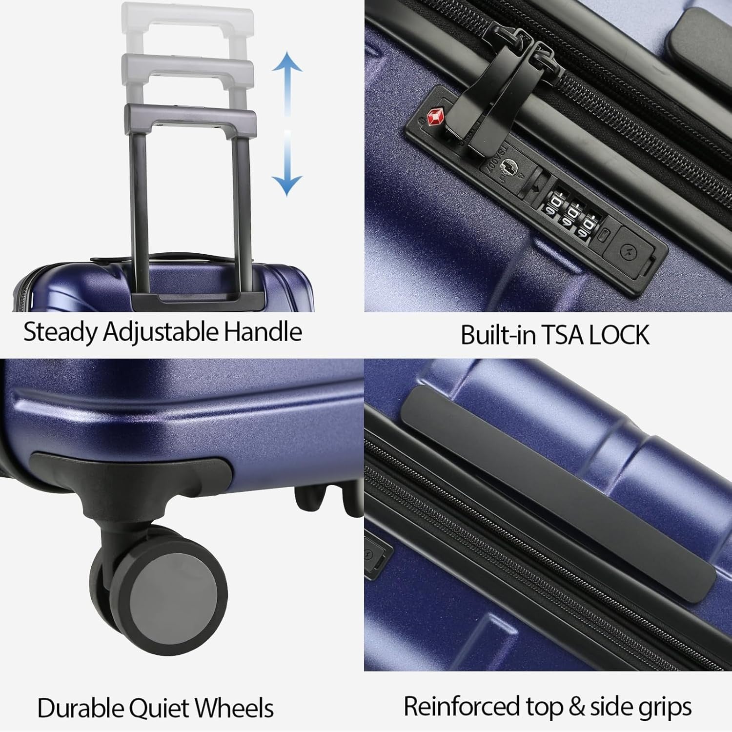 20 Inch Carry On Suitcase Lightweight PC Hard Shell Expandable Spinner