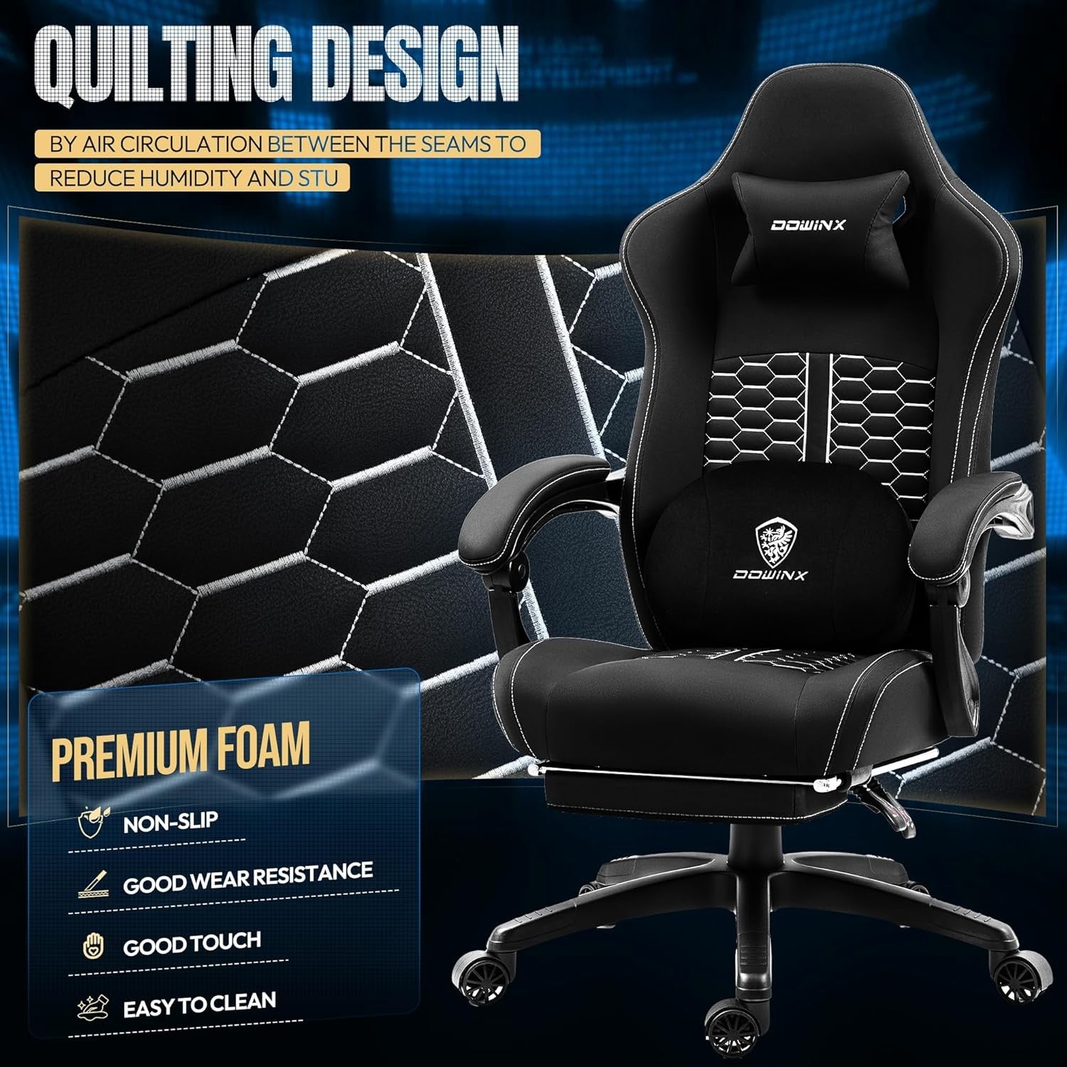 Heated Massage Gaming Chair Recliner with Footrest Ergonomic Black